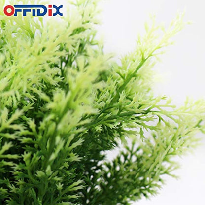 OFFIDIX Fake Plant Plastic Green Plant with Square Vase, Home Faux Plastic Plants for Home,Garden,Office,Wedding and Indoor Outdoor Decoration