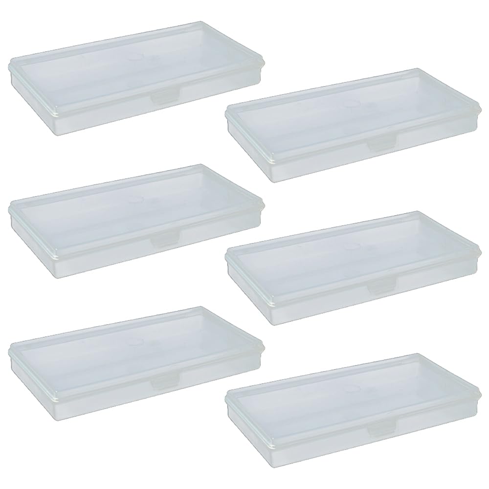 Eleanly 6 Pcs Small Plastic Box Rectangular Empty Mini Clear Plastic Organizer Storage Box Craft Storage Box with Flip Lid for Small Items and Other