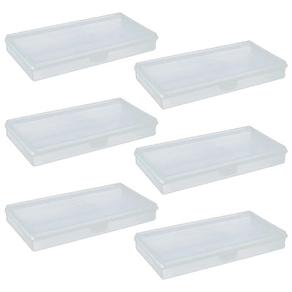 Eleanly 6 Pcs Small Plastic Box Rectangular Empty Mini Clear Plastic Organizer Storage Box Craft Storage Box with Flip Lid for Small Items and Other