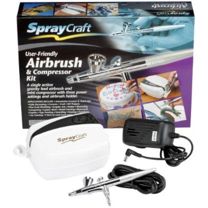 Spraycraft SP30KC Airbrush & Compressor Kit – Single Action Gravity Feed Brush Set