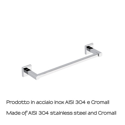 GEDY | Colorado Bathroom Towel Holder in Stainless Steel and Cromall, Towel Rail Fixable with Screws or Glue, Weight Supported 7 kg, Chrome