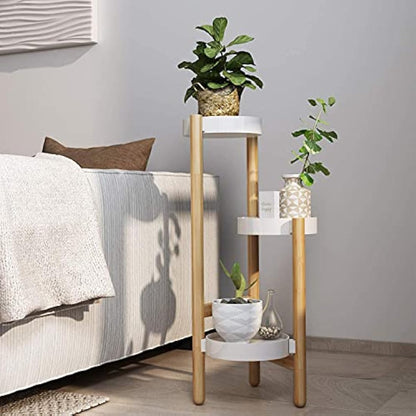 the lux | Bamboo Plant Stand | 3 Tier Tall Flower Pots Holder, Indoor Display Rack for House Plants, Home Décor Corner Shelf for Living Room, Office and Outdoor Garden Patio