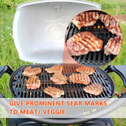 GFTIME 7644 32 x 21.6CM Cast Iron Cooking Grates Grid for Weber Q100 Q1000 Q1200 Q120 Series Gas Grill, Grates Replacement Parts for Weber 7644, 2