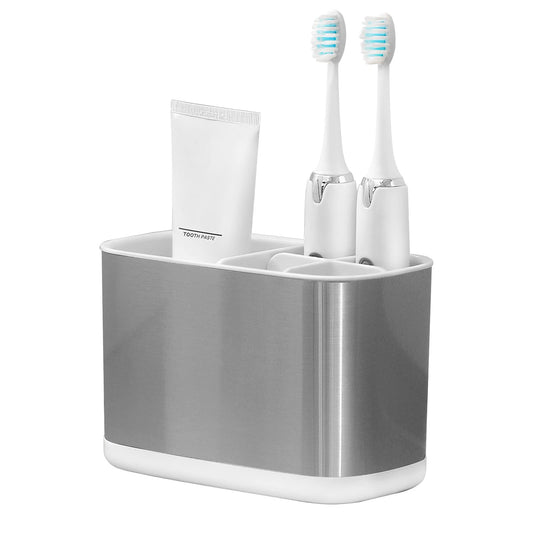 Colist Toothbrush Holder Stainless Steel, Electric Toothbrush Organiser with 5 Detachable Compartments for Family Bathroom Countertop Space Saving