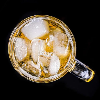 binsakao Glass Coffee Mugs 6 Pack - 340 ml Premium Coffee Cups with Handles - Classic Vertical Stripes Transparent Tea Cup Set for Hot Cold Beverages