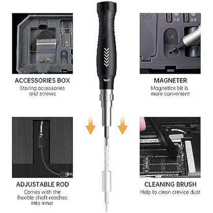Adjustable Precision Screwdriver Set, Laptop Scredriver, JAKEMY 164 in 1 Professional Computer Repair Tool Kit with T5 T6 Torx Screwdriver for Phone/Glasses/Watch/RC Car/Xbox