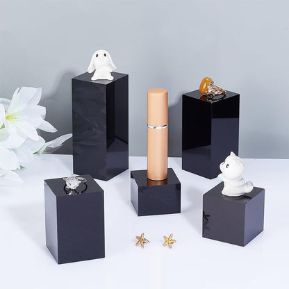 BENECREAT 5Pcs Black Acrylic Cube Display Block 3/4/6/8/10cm Solid Display Pedestal Stand for Gem Display Jewelry Display Displaying Pop Figures