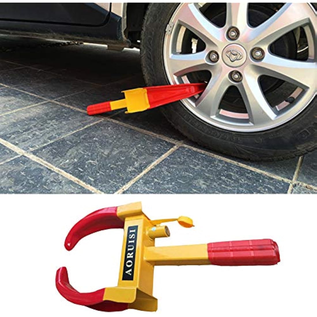 Xample® 2 Pcs Heavy Duty Wheel Clamp Lock - Adjustable Anti-Theft Safety Security Lock for Boats, Trailers, Motorcycle, Truck, 3 Keys