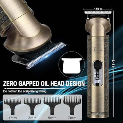 Hatteker Beard Trimmer Kit Professional Hair Clipper Zero Gapped T-Blade Electric Razor Shaver for Nose Ear Body Face Mustache Trimmer for Men Cordless Grooming Kit Waterproof 8 in 1