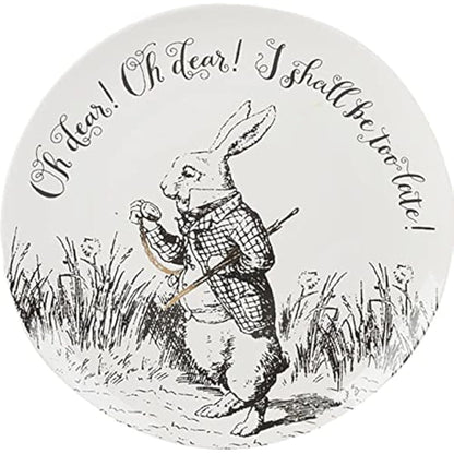 V&A Alice in Wonderland Side Plates, for Dinner, Afternoon Tea or Breakfast, Fine China, 20.5 cm (8"), Set of 4, White