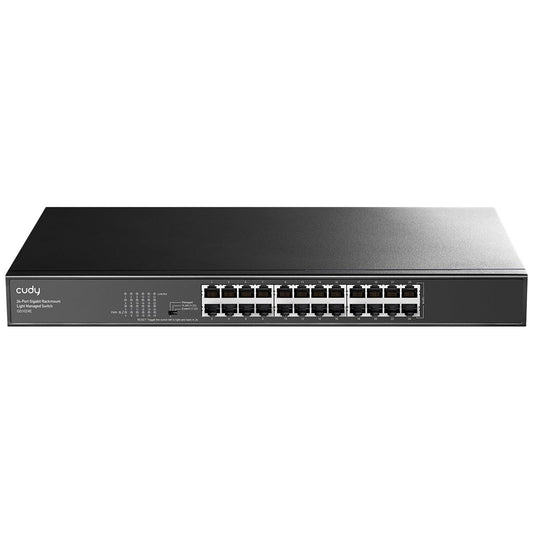 Cudy GS1024E 24 Port Light Smart Managed Gigabit Switch, Plug & Play, Sturdy Metal, Shielded Ports QoS, VLAN, IGMP LAG, Rack-Mountable Steel Case