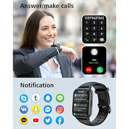 RUIMEN Smart Watch Answer Dial Call,Smart Watches for Women Men HD Touch Screen Fitness watch with SpO2-Monitor Heart Rate Sleep Monitor Pedometer Watch Multi Sports Mode for Android iOS