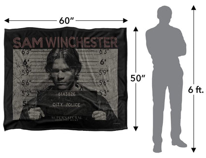 SUPERNATURAL Sam Mug Shot Officially Licensed Silky Touch Super Soft Throw Blanket 152 x 127 cm