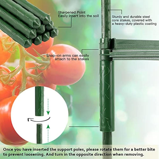 SZMDLX 3 Pack Tomato Cage, 48 Inches Large Tomato support Adjustable Green Sturdy Garden Plant Support Stake Garden Trellis Vertical Climbing Plants Support for Vegetables, Flowers, Fruit Grow