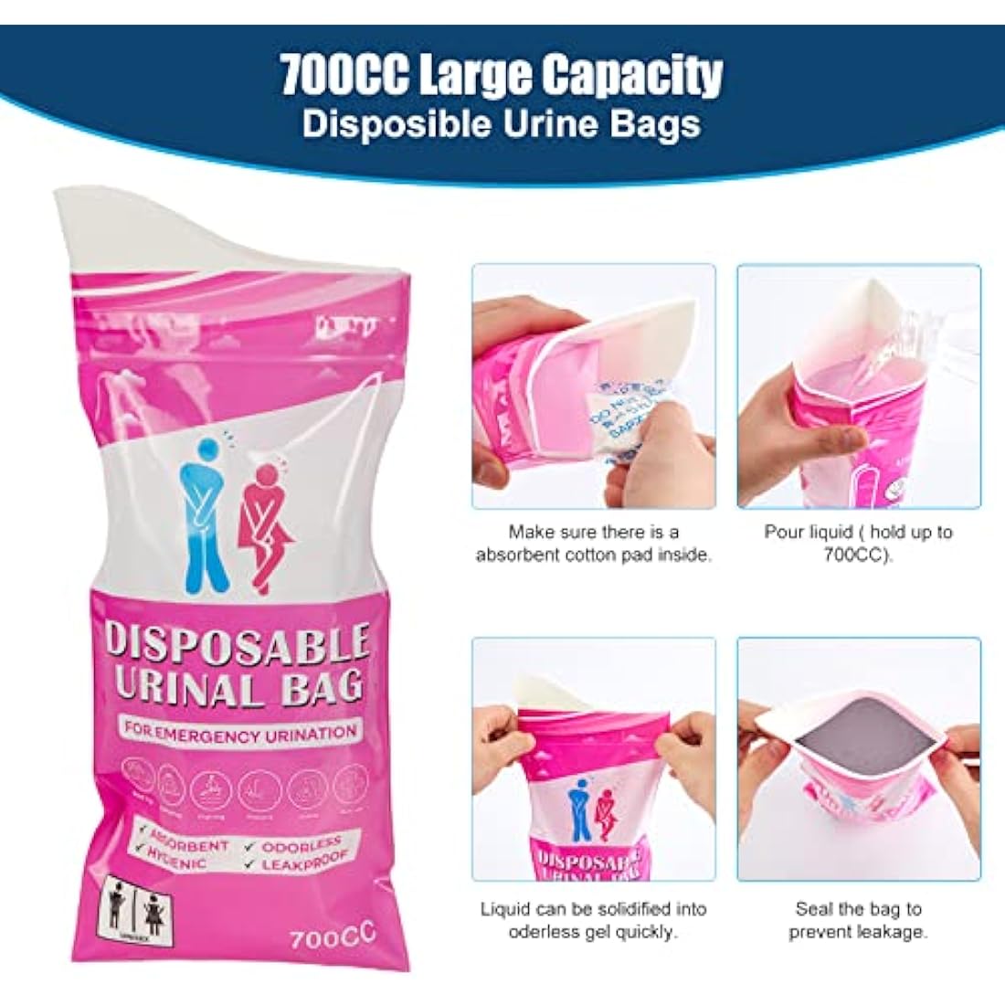 WADEO Extra-Large Camping Foldable Toilet, Heavy-Duty Portable Potty for Adults with Bigger Comfortable Seat & Sturdy Support, Travel WC for Heavy People, Big Guy, Elderly