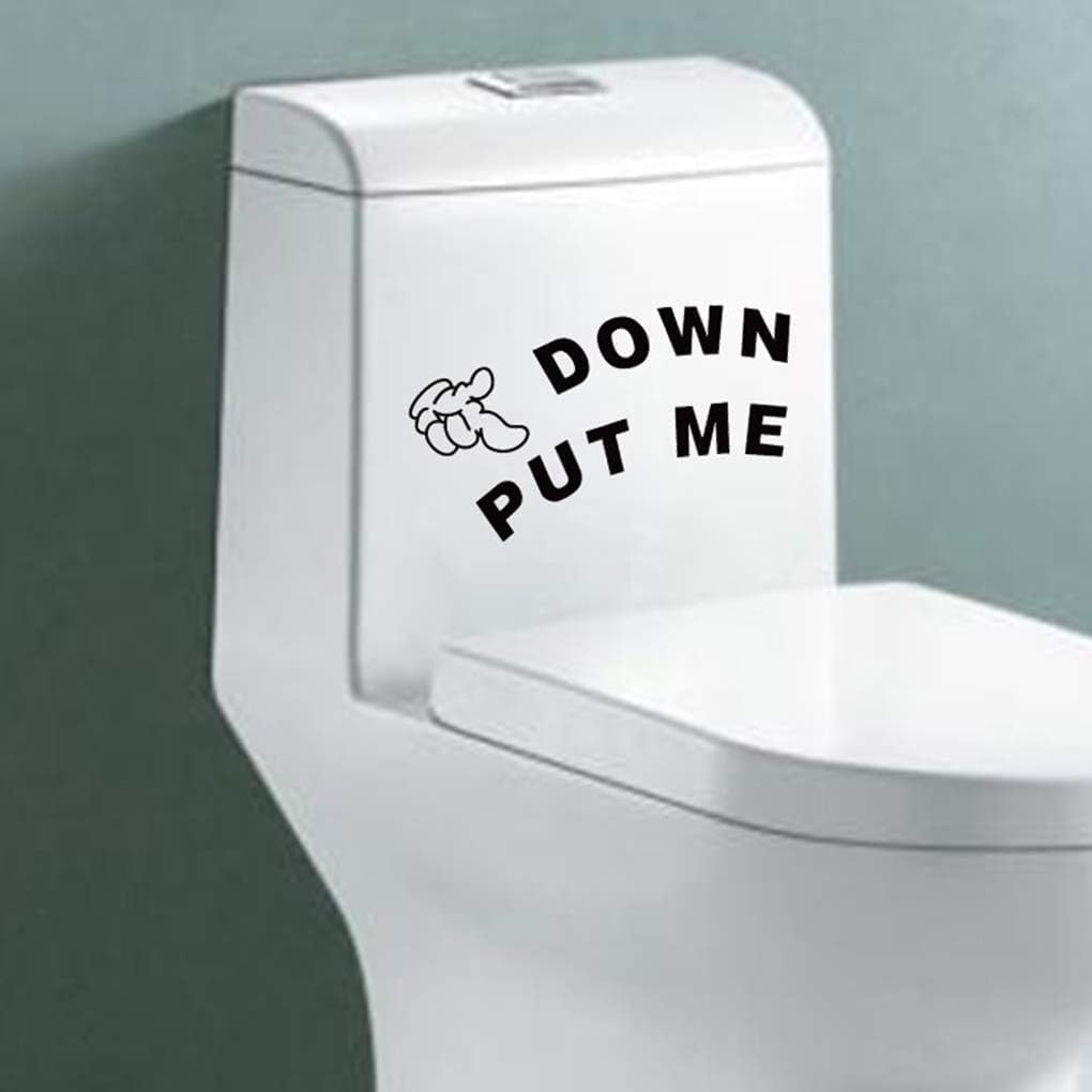 Toilet Lid Decals, Black Stylish Waterproof Adhesive Sticker Sign Put Me Down Gesture Hand Decal Bathroom Toilet Seat Sticker Toilet Lid Decals
