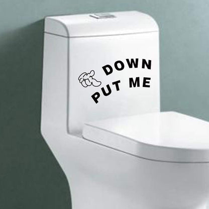 Toilet Lid Decals, Black Stylish Waterproof Adhesive Sticker Sign Put Me Down Gesture Hand Decal Bathroom Toilet Seat Sticker Toilet Lid Decals
