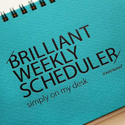 PAPERIAN Brilliant Weekly Scheduler - Wirebound Undated Weekly Planner Pad Scheduler (Blue)