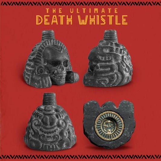 Real Screaming Aztec Death Whistle by ITZCOEHUA - Loudest Authentic Human Sounding Screams 125+ Decibels Loud, Collectible, Aztec Design in Obsidian Black, Self defense