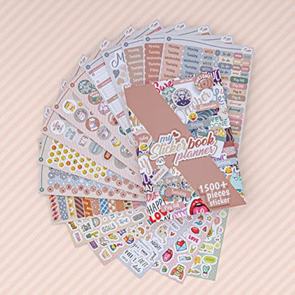 colortouch Sticker Set - 2500+ Pcs Monthly, Weekly, Daily Stickers - 32 Sheets Bullet Journal Sitckers Album for Planner, Organizer, Calendar, Laptop, Collection, Budget, Agenda, Schedule, Scrapbook