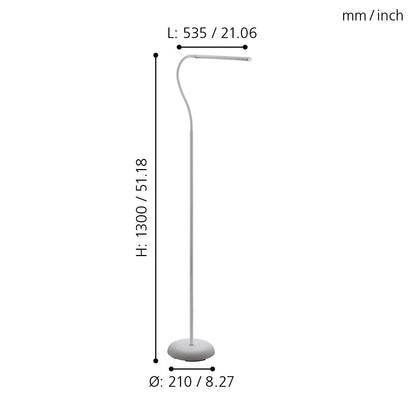 Eglo LED Touch Dimmer White Adjustable Floor Lamp 'LAROA'