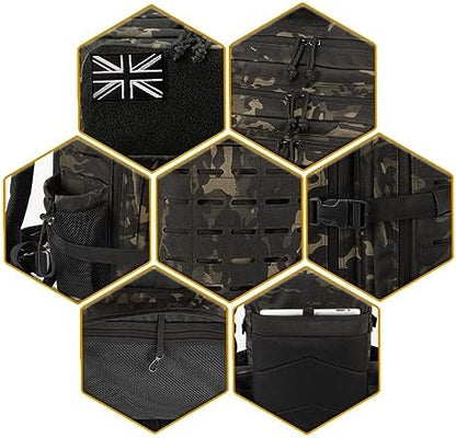 QT&QY Military Tactical Backpacks for Men Army Molle Daypack 25L/35L/45L Lage 3 Day Bug Out Bag Camping Hiking Rucksack with Bottle Holder
