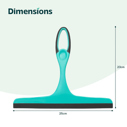 Flatro Window Squeegee Shower Cleaner Scraper (Pack of 2) | Handheld Shower, Car Windows Squeegee Glass Cleaning (Grey/Turquoise) with Rubber Blade