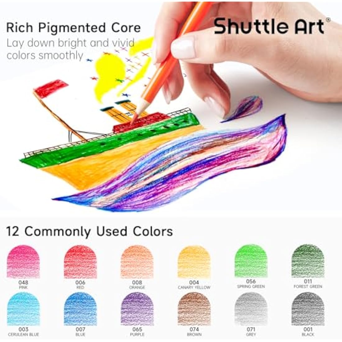Shuttle Art 408 Pack Colouring Pencils Bulk, Coloured Pencil Set for School Plus 20 Sharpeners, 12 Colours School Pack Colouring Pencils for Kids, Class pack School Supplies