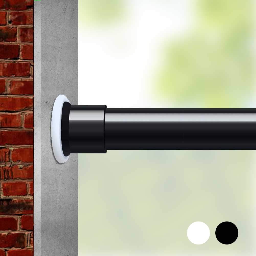 Room Divider Tension Rod for Windows 141 to 161 Inch, Extra Long Outdoor Adjustable Spring Pressure Extendable Curtain Rod, Black