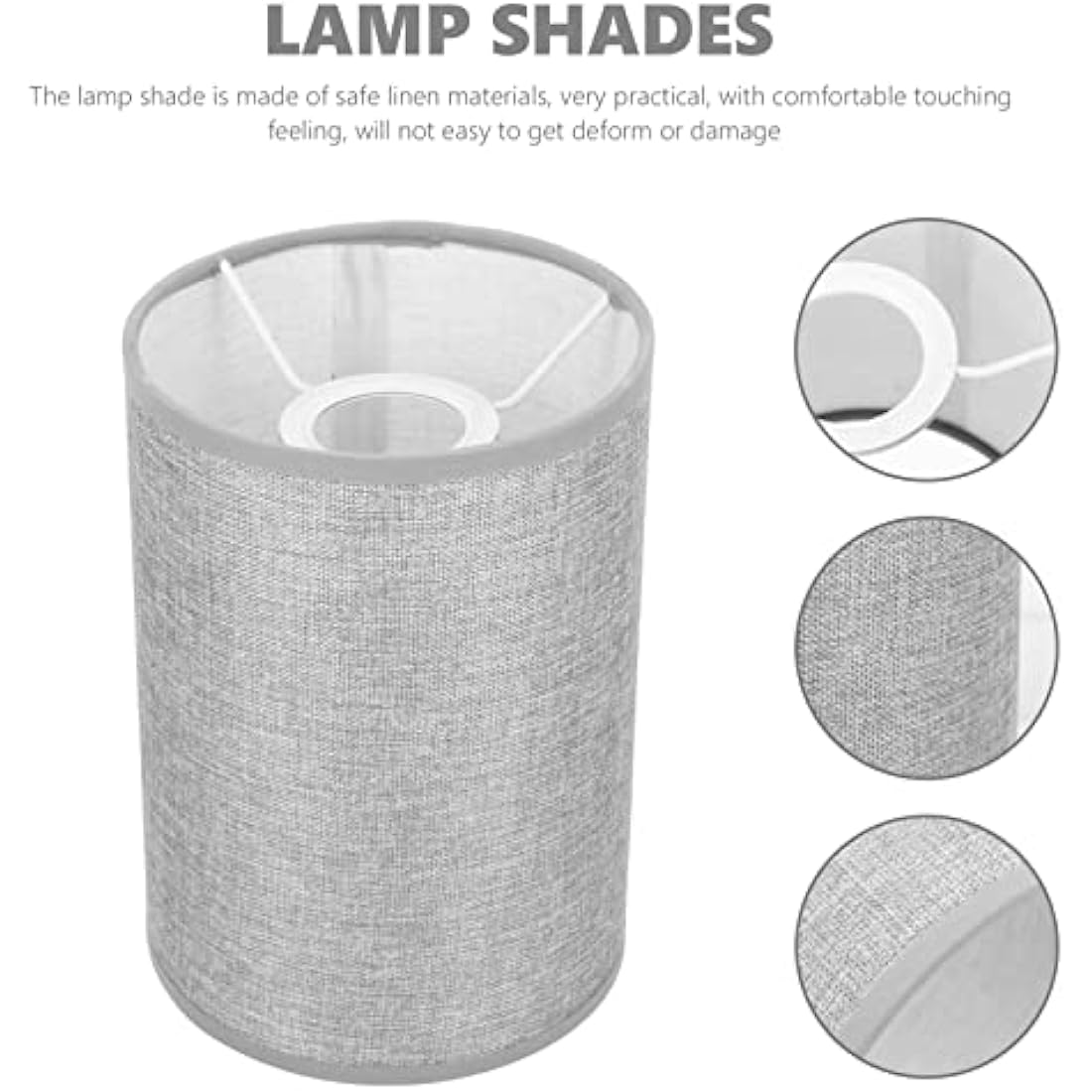Hoement 2pcs Clip Harp Clip-on for Lampshade Shades Cloth Grey Lamps Style Shade Barrel and Indoor Drum Linen Chandelier Lamp Beige on Handcrafted Small Restaurant Light Finial
