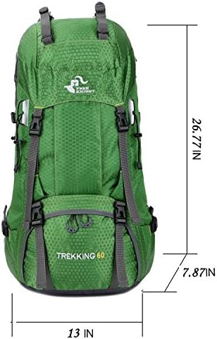 Bseash 60L Waterproof Hiking Camping Backpack with Rain Cover, Lightweight Outdoor Sport Travel Daypack Rucksack for Climbing Skiing