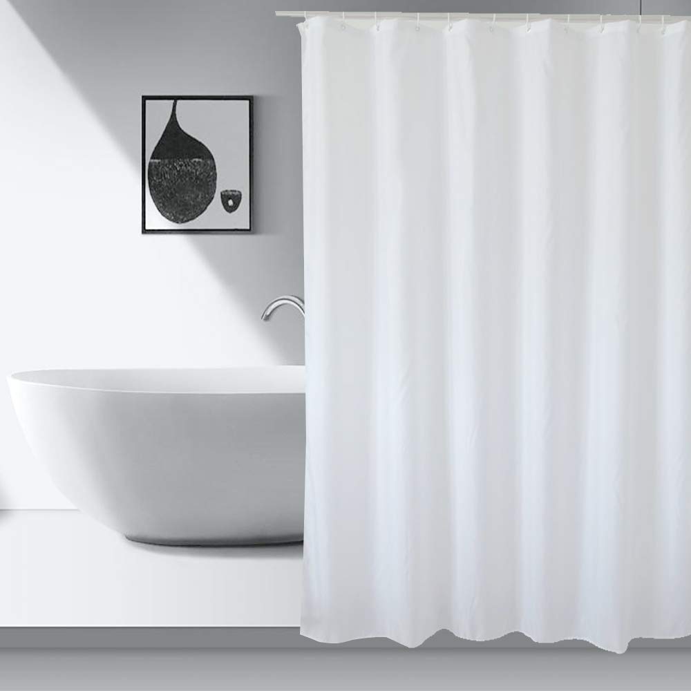 KnnRiim Shower Curtain, 180 x 200cm, Water and Mould Resistant Polyester Fabric Bathtub Bathroom Curtain, Machine Washable, Weighted Hem with Hooks