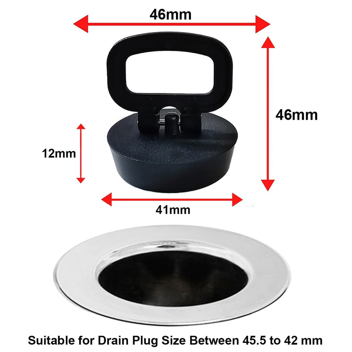 Tomario Kitchen Sink Plug with Handle 1 3/4 inch Bath Plug 44mm Drain Hole