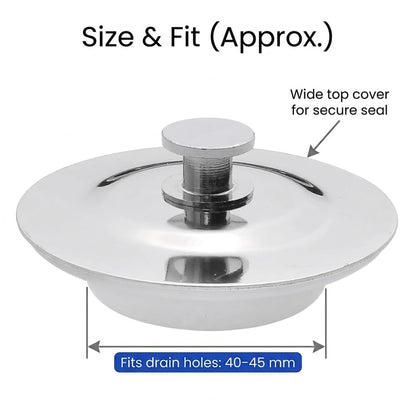 Bath Plug 40-45mm Hole, Stainless Steel Bathtub Plug with Anti-Leak Seal, Secure Fit Drain Stopper Replacement, Durable Easy-Use Plug for Tub and Sink