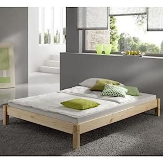 STRICTLY BEDS&BUNKS Kansas Pine Bed Frame including Sprung Mattress (15cm), 3ft Single