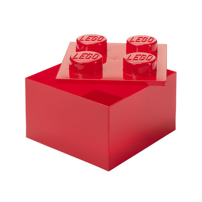 Room Copenhagen LEGO Storage Brick 4 Knobs Translucent Red - Stackable Plastic Storage Box with Lid for Kids and Adults Desk Organizer and Toy Box