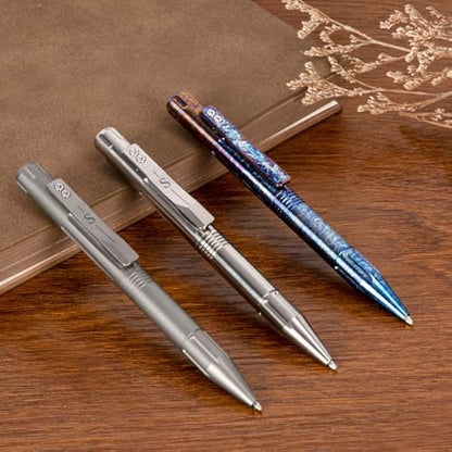 SMOOTHERPRO Titanium Bolt Action Pen | Compatible With Parker Refill | Retractable Refillable Metal Pen | for Men Women Business Writing Office Signature(GT02) | Color Natural