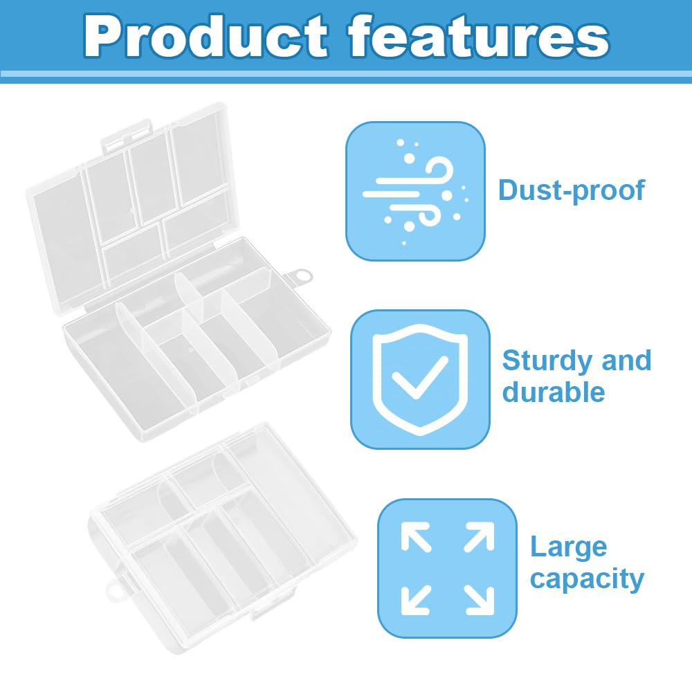 WYAN 8 Pcs Six grids Storage Box, Small Bead Organizers and Storage, Storage Organizers Box, Rectangle Bead Holder