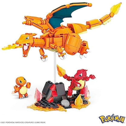 MEGA Pokémon Action Figure Building Toys for Kids, Charmander Evolution Set with 300 Pieces, 3 Poseable Characters, Charmeleon and Charizard, HFG06