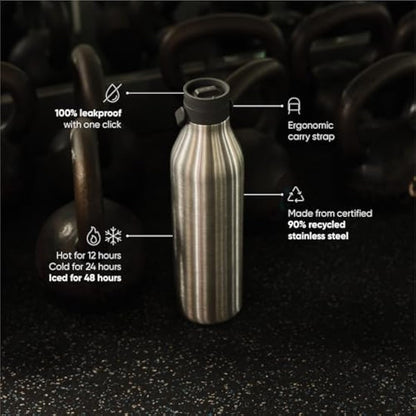 Circular & Co 1L/1000ml Recycled Stainless Steel Reusable Drinks Water Bottle – Insulated, Double Walled, Ecofriendly – Leakproof, Lockable Lid – Dishwasher Safe, BPA & Melamine Free (Storm Grey)