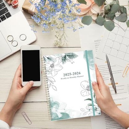 2025 Planner - January 2025 - December 2025, Weekly & Monthly Planner & Journal to Track Goals, 8.5" x 11", Blue Flower