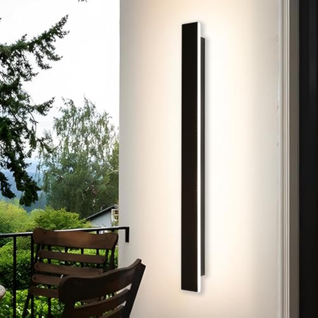 ZTWLEED LED Outdoor Wall Light 25W 115CM Minimalist Metal Wall Lights,Waterproof IP65 Outdoor Lighting Acrylic Lampshade,4000K Natural White,Outdoor Lighting for Patio