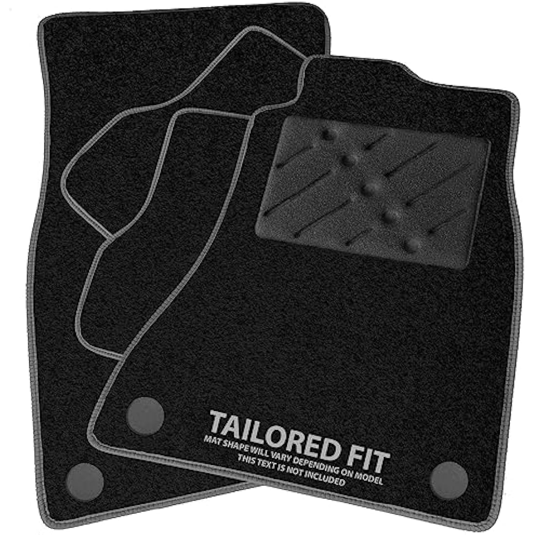 Car Mats FOR Hyundai IX35 2009-2015 Black Carpet - Grey Ribbed Trim - Black Rectangle Heel Pad [SAPP-1261]
