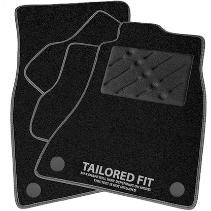 Car Mats FOR Hyundai IX35 2009-2015 Black Carpet - Grey Ribbed Trim - Black Rectangle Heel Pad [SAPP-1261]