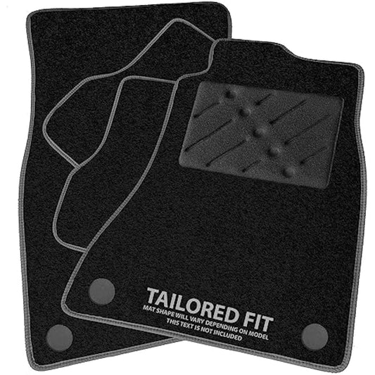Car Mats FOR Hyundai IX35 2009-2015 Black Carpet - Grey Ribbed Trim - Black Rectangle Heel Pad [SAPP-1261]