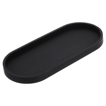 sourcing map Bathroom Vanity Tray, 11.8" x 5" Oval Silicone Soap Dispenser Trays, Shatterproof Kitchen Sink Organizer for Soaps Keys Candle Trinket