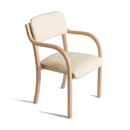 Solid Wood Dining Chairs with Arms Kitchen Chair Upholstered Living Room Armchair with Backrest Modern Office Leisure Lounge Reception Cafe Chairs