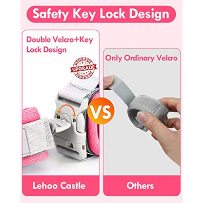 Lehoo Castle Baby Reins Anti Lost Wrist Link,Toddler Reins with Lock for Walking, Child Safety Harness Walking Leash for Children Boys and Girls (Pink)