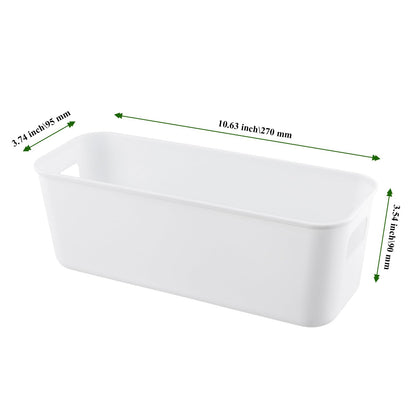 MAHIONG 10 PCS Narrow Storage Box, Plastic Small Storage Baskets with Handles, Cupboard Organiser Storage Boxes for Kitchen, Home, Office, Bathroom