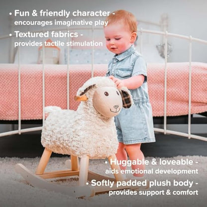 Little Bird Told Me - Lambert Sheep Rocking Toy for Baby/Toddler 9+ Months Unisex - Soft Plush Fabric, Solid Wooden Frame & Rockers, Scrunchy Ears & Tail - British Brand Since 2007